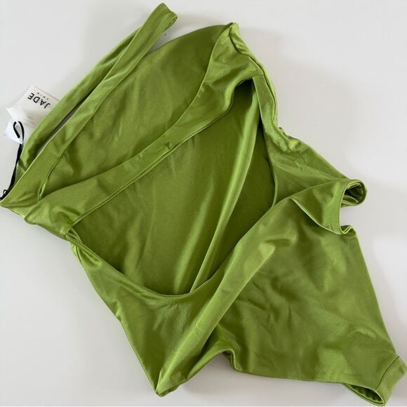 ⭕️ JADE SWIM One Piece Swimsuit Bathing Suit Lime Green Shimmer Large - Picture 7 of 9